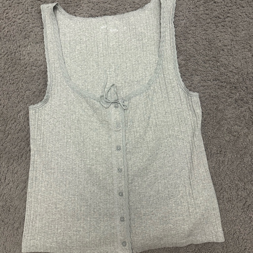 Aerie Gray Sleeveless Ribbed Top
